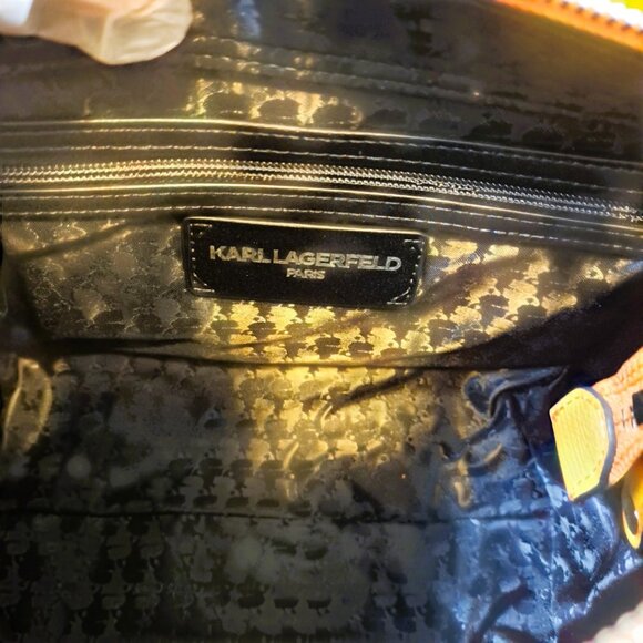 Karl Lagerfeld Paris Maybelle Satchel with Coin Pouch Orange NWT - Picture 10 of 11
